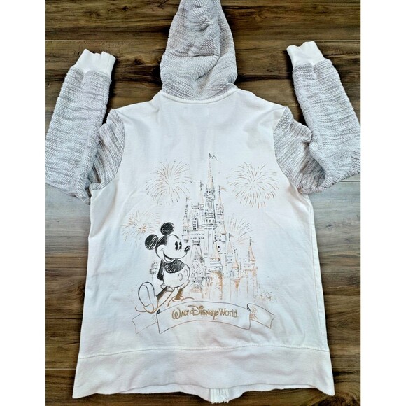 Disney Parks Mickey Mouse Cinderella Castle Hoodie White Zip Up Women’s Large - Picture 2 of 8